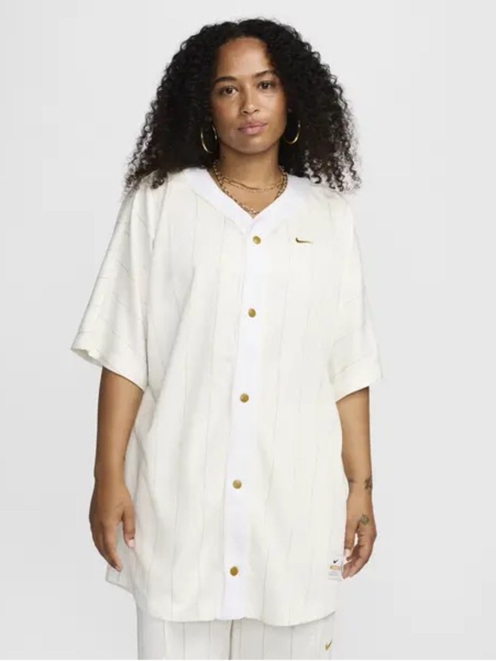 Nike Serena Williams SWDC Oversized Baseball Jersey Women’s M White Gold NWT